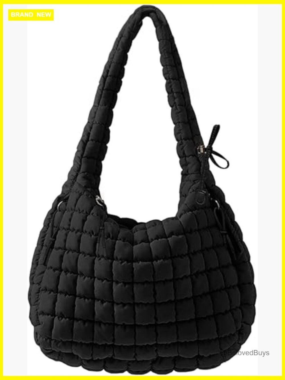 Large Quilted Nylon Puffer Tote Bag Hobo Shoulder Crossbody Purse
